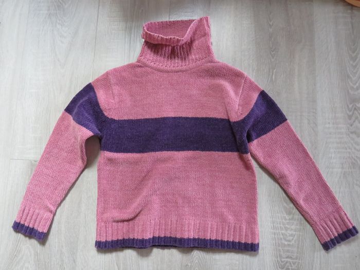 Pull rose et violet fille 10 ans