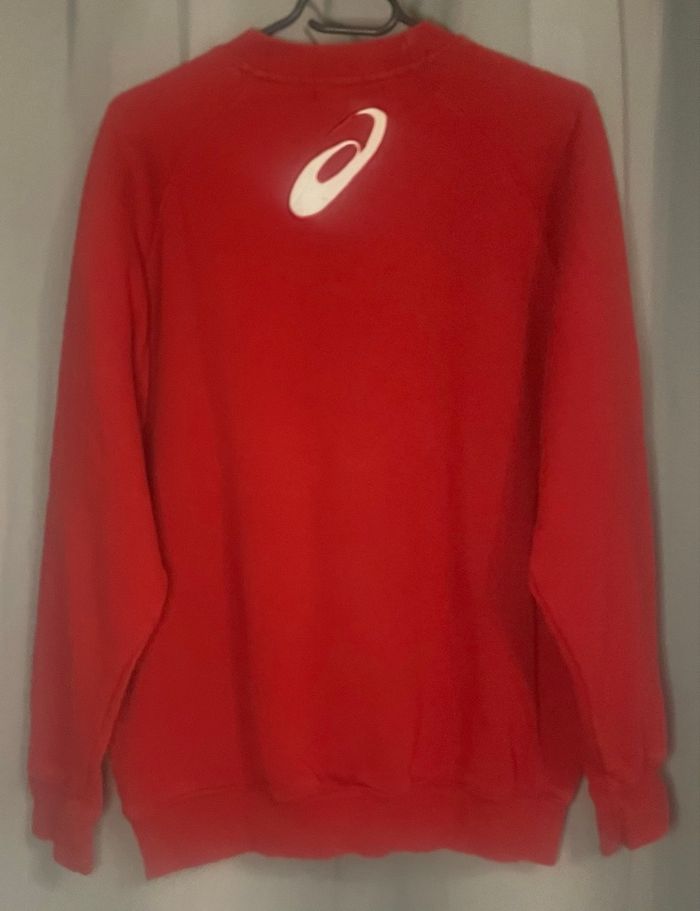 Pull vintage »Asics »rouge et blanc - photo numéro 2
