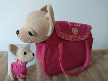 Chichi love jouet Chien chihuahua peluche + sac de transport rose