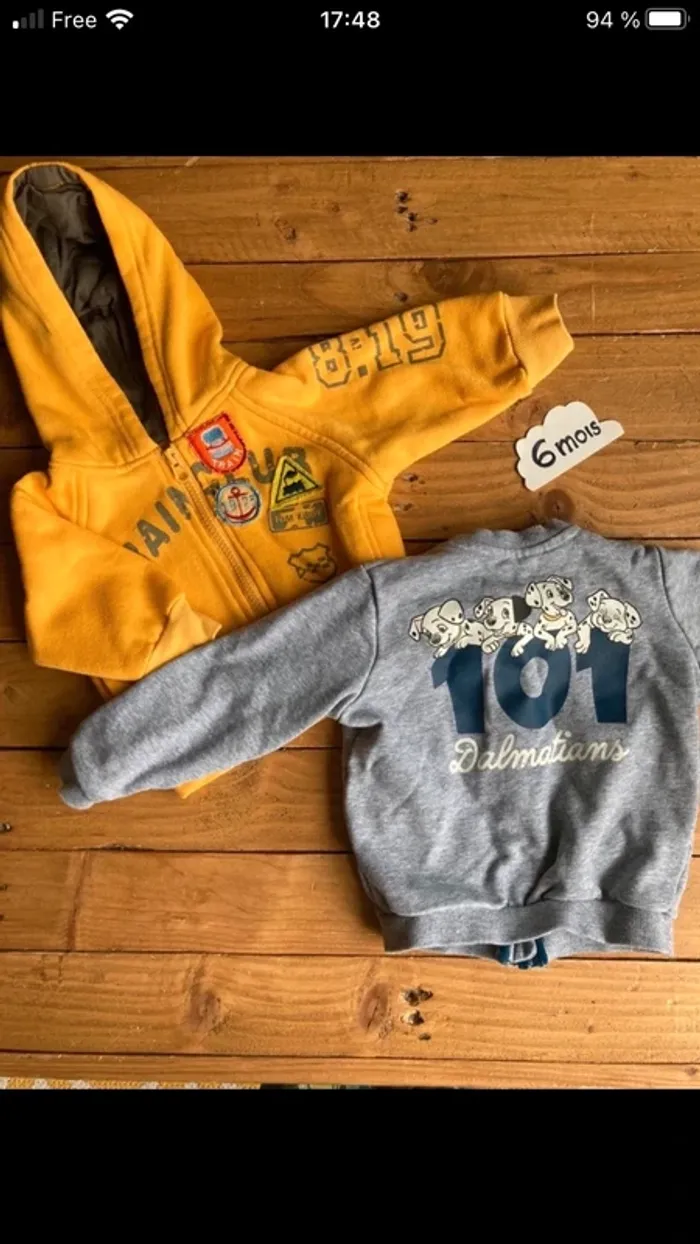 2 vestes sweat à zip