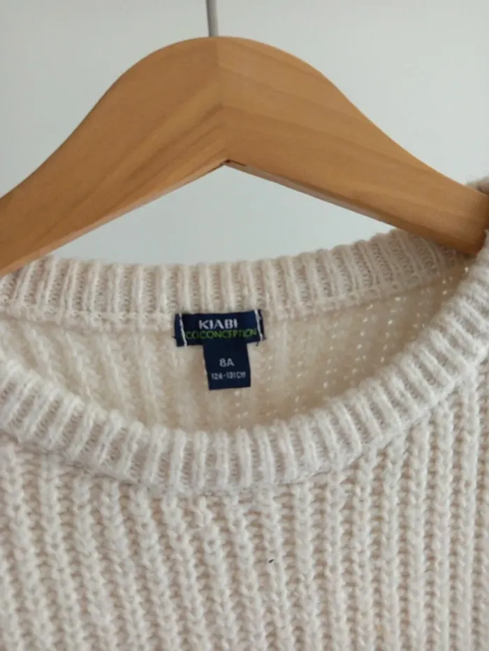 Pull crème et moutarde 8 ans - photo numéro 2