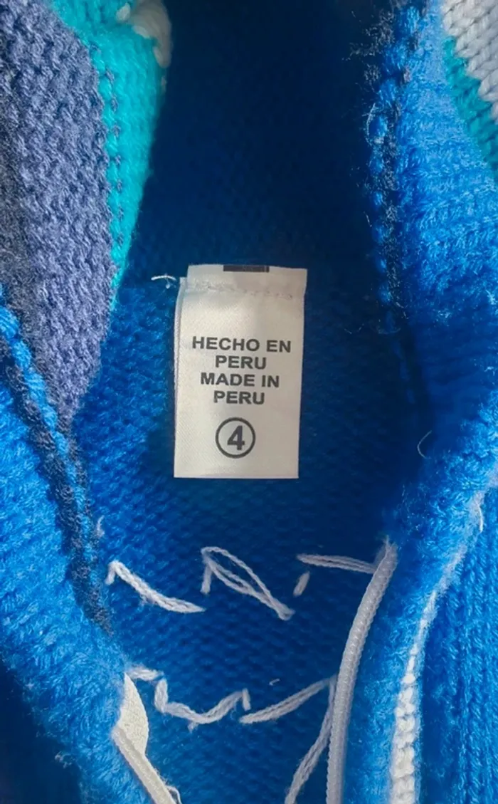 Gilet péruvien bleu à capuche - photo numéro 3
