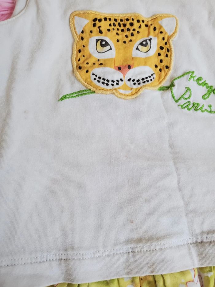 🌴 Robe d'été marque kenzo blanc et verte taille 12 mois - photo numéro 2