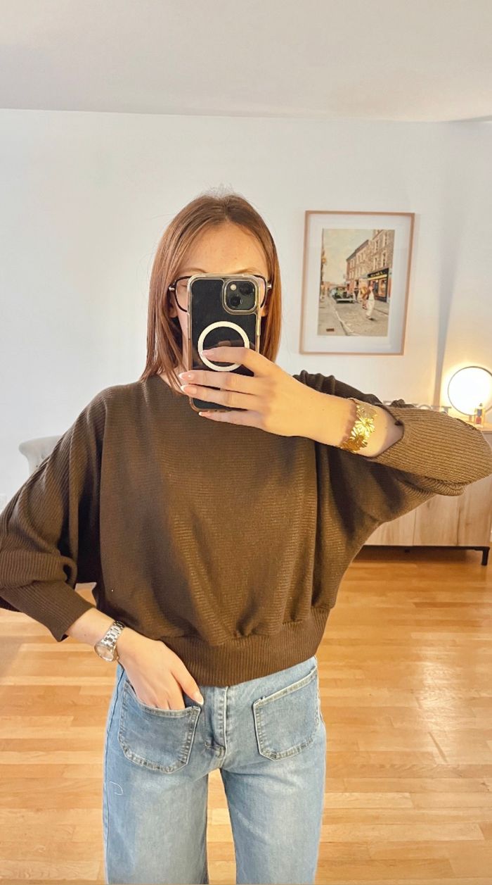 Top Brillant à Manches Chauve-Souris