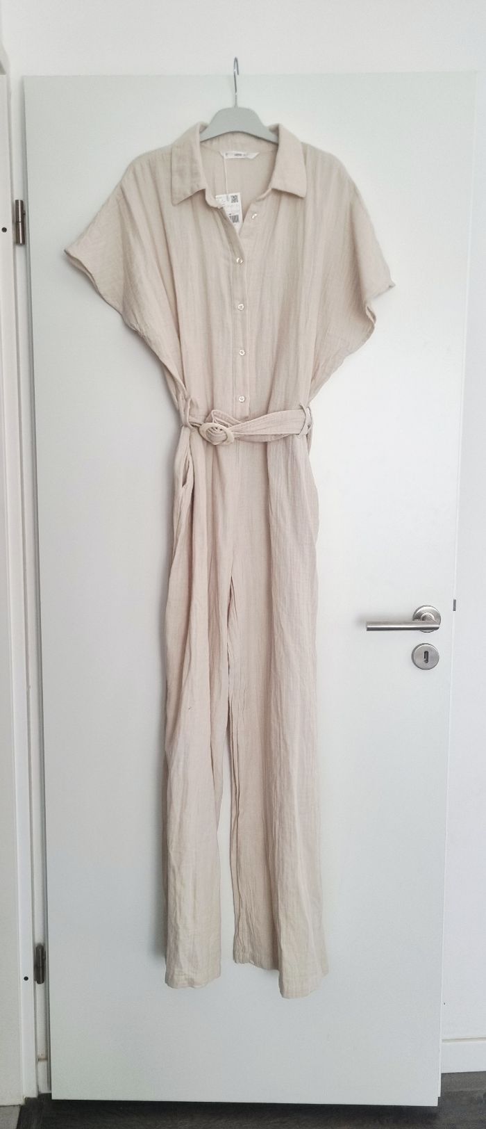 Combinaison pantalon beige gaze de coton mango L neuf avec étiquette - photo numéro 6