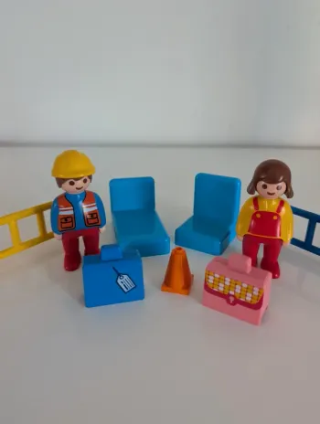 Playmobil 1 2 3 lot vrac personnage fauteuil barrière valise sac etc