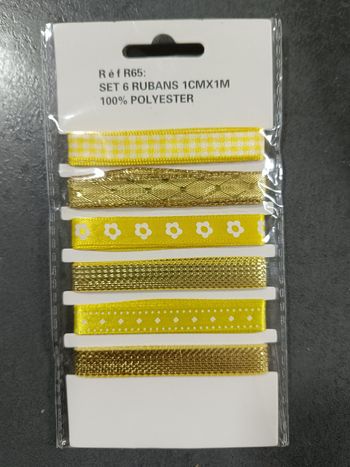 Lot de 6 rubans différents motifs jaunes