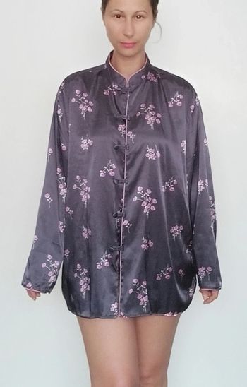 Blouse satinée pour dormir col mao 50/52
