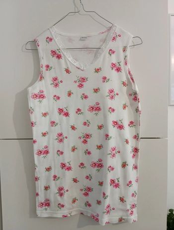 Débardeur fleuri col dentelle taille M