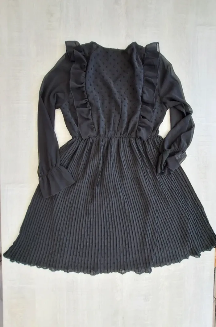 Robe noire Senes - taille S/M - bohème chic romantique babydoll - manches transparentes - photo numéro 2