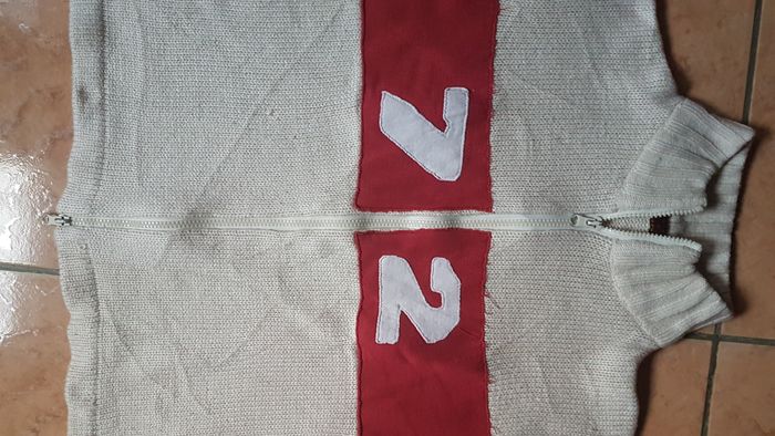Gilet garçon 12 ans crème et rouge Occicud'Boy - photo numéro 2