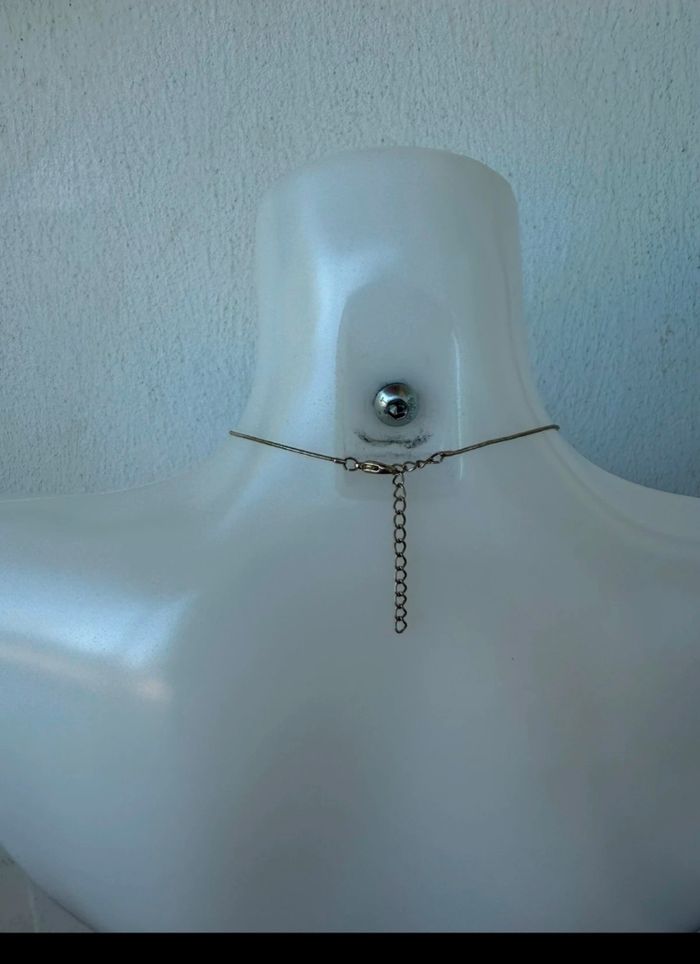 Collier argenté avec motif spiral rose et sa perle - photo numéro 6