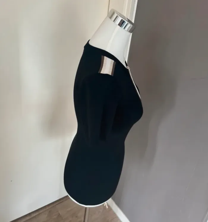 Morgan haut pull fin  maille top manche blouse courte taille S/36 noir et doré - photo numéro 4