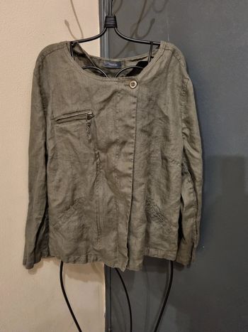 Veste légère en lin gris kaki
