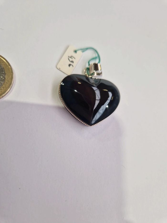 Pendentif obsidienne arc en ciel cœur Mexique - photo numéro 2