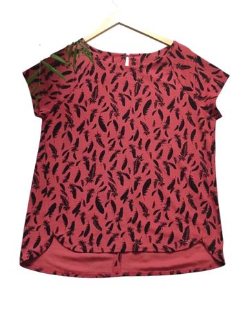 Blouse imprimée plume taille unique