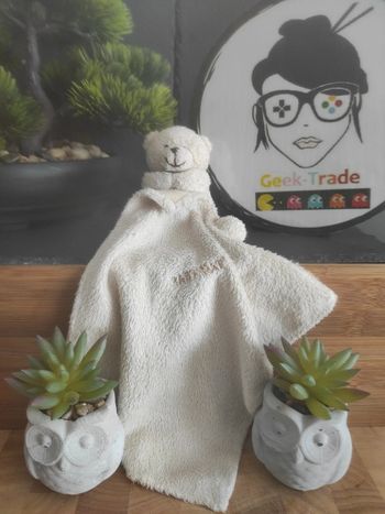 Ours Beige Blanc  Baby Nat' Bonbon plat mouchoir #geektradedoudou