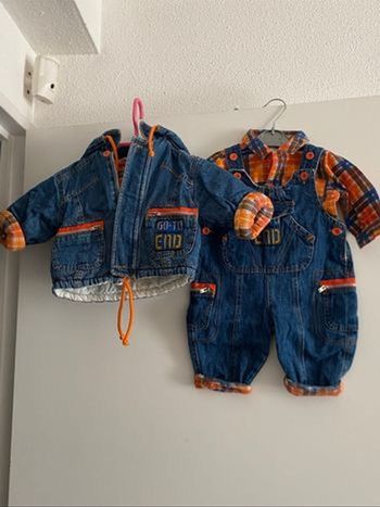 Ensemble 3  mois manteau + salopette et chemise