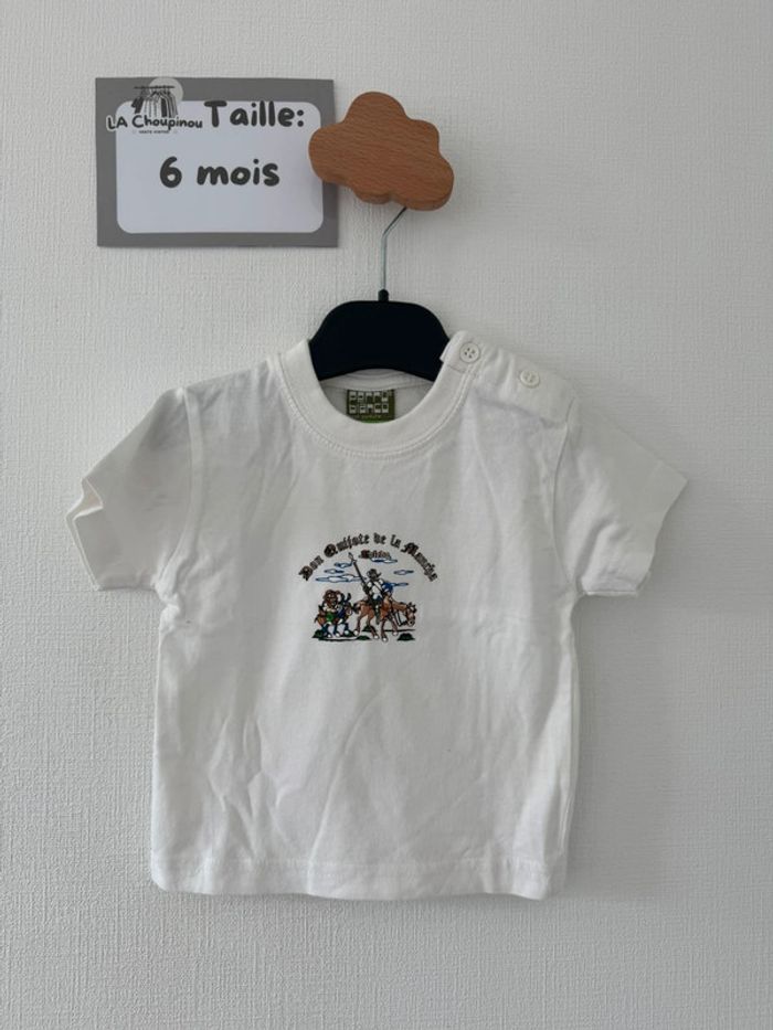 Tee shirt blanc manches courtes- taille 6 mois 🌼