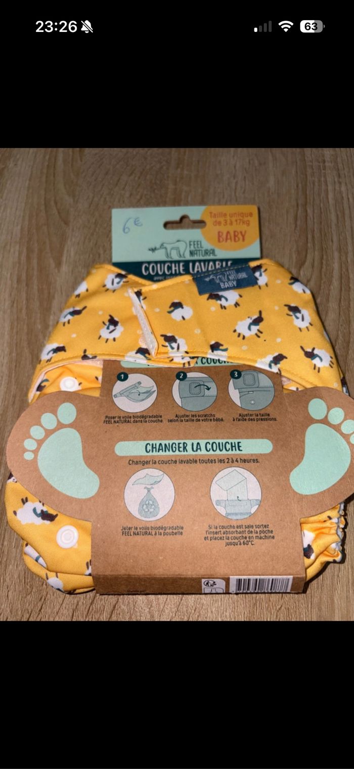 Couche lavable feel Natural – Taille unique (3 à 17kg) 🌿
