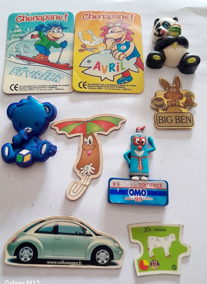 Lot de 9 magnets, aimants pour frigo divers
