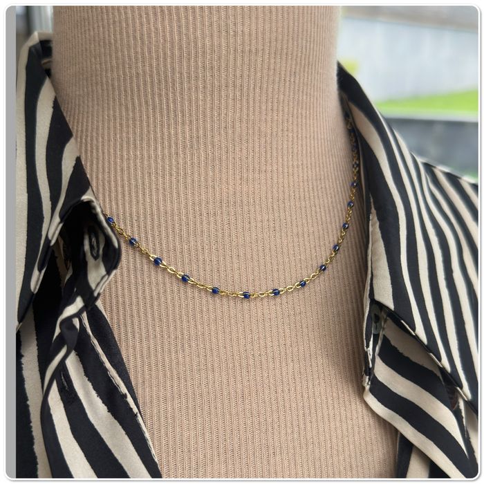 Collier perles résine email or acier - Ateliersdisa collection