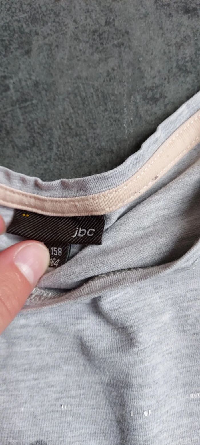 Joli t shirt gris clair, manches longues JBC, taille 158/164 - photo numéro 2