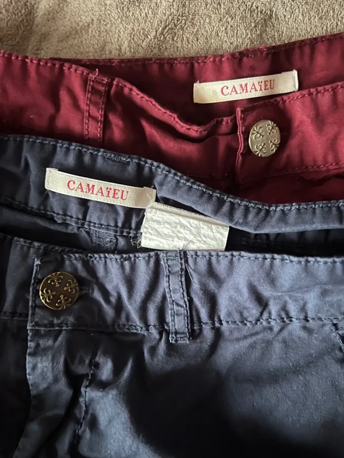 Lot de deux short tissus rouge et bleu avec poches profonde - photo numéro 2