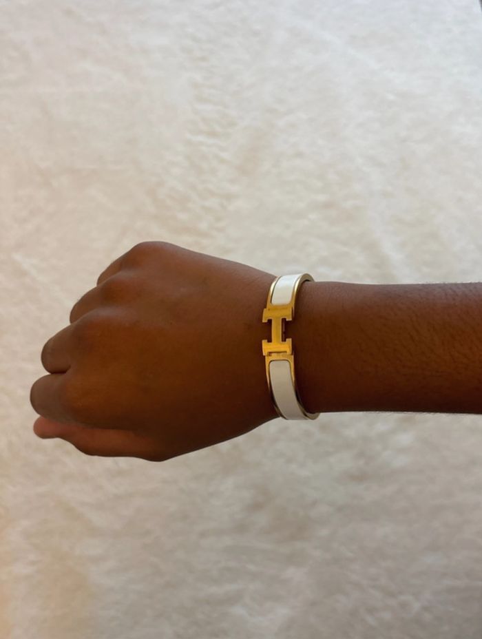 Bracelet Hermès Clic H - Taille PM - Blanc/Or - Très bon état avec boîte et facture - photo numéro 8