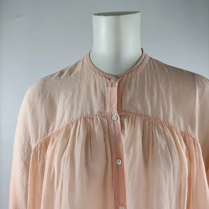 Blouse Massimo Dutti pêche en coton et soie, coupe ample fluide, taille M A1199 - photo numéro 2