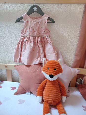 Robe rose à fleurs - 6 mois - Comme neuve - Gémo