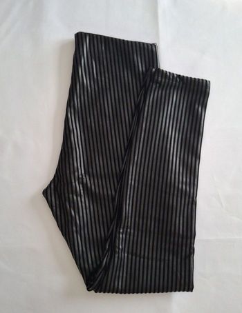 Leggings thermique (polaire) noir simili cuir à rayures en velours - Taille M - Tezenis