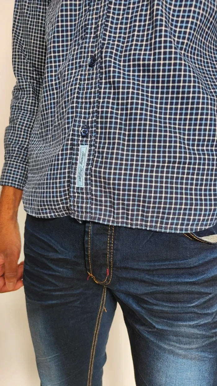 Chemise homme Tommy Hilfiger à carreaux bleu marine – élégante & casual - photo numéro 8