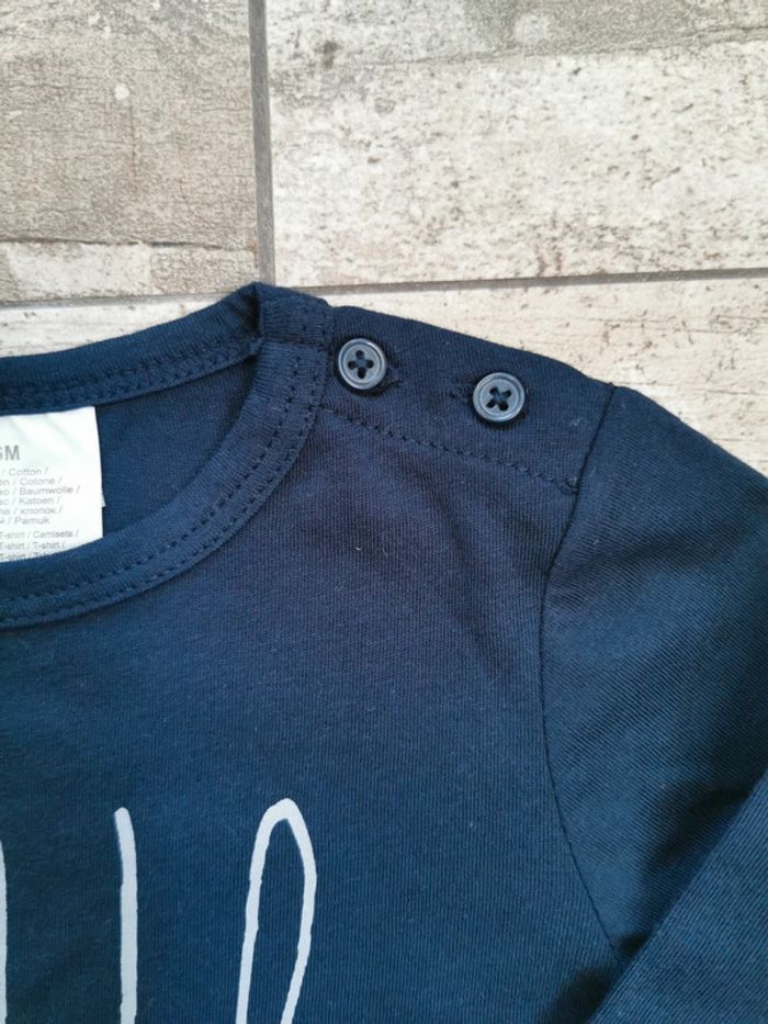 🌺Très joli Teeshirt manches longue hello you lapin bleu marine bébé mixte Neuf 6mois - photo numéro 3