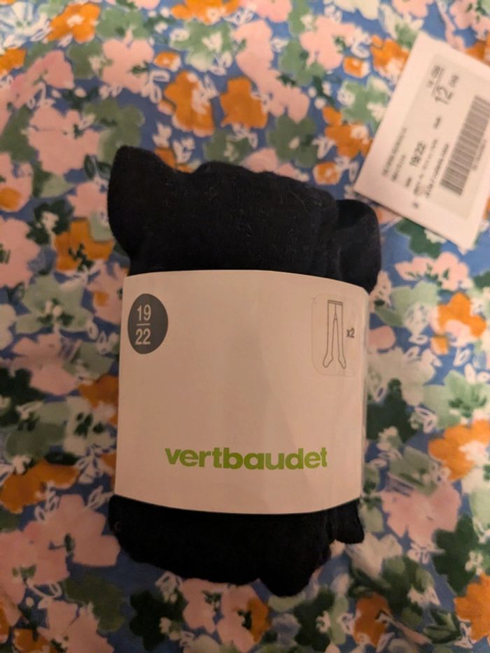 Lot de 2 collants neuf 19 / 22 Vertbaudet noir Blanc - photo numéro 3