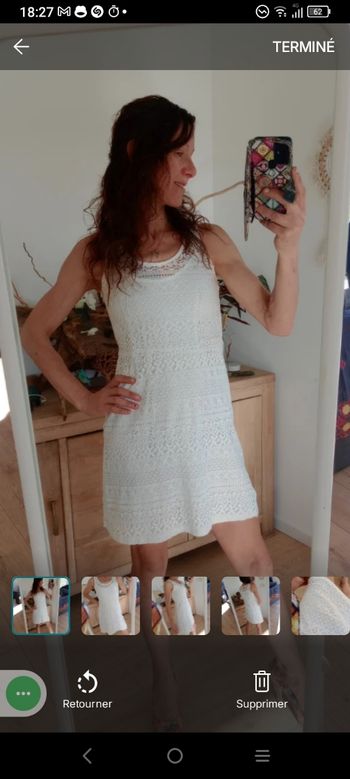 Robe courte 38 dentelle blanche c87