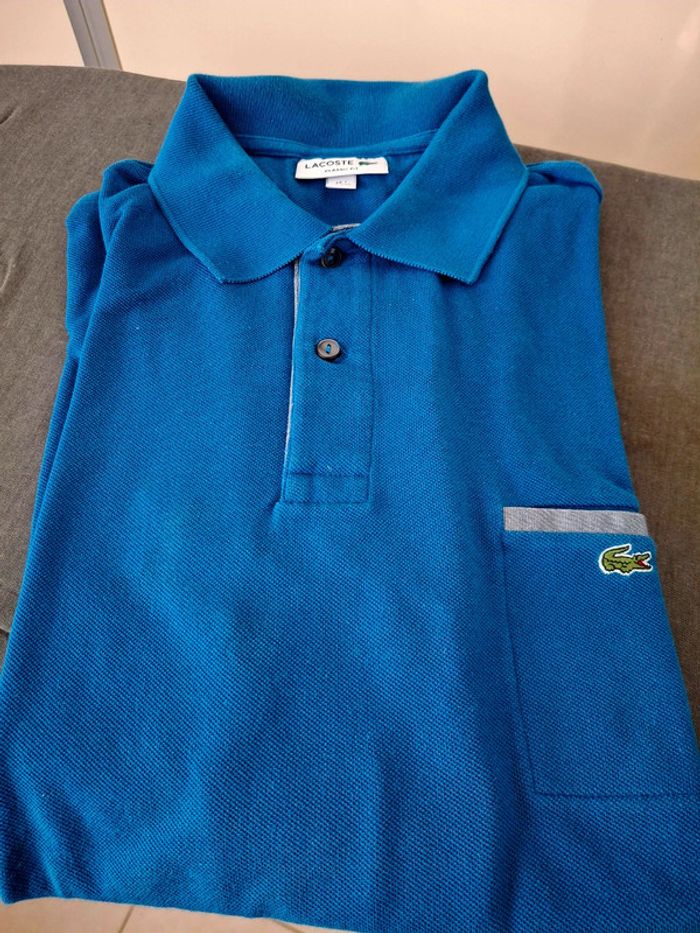 Polo Lacoste homme taille 7 ou XXL bleu drapeau - photo numéro 4