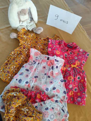 Lot de 3 robes été avec bloomer 9 mois