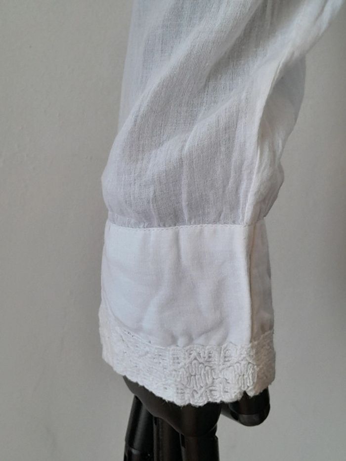 Blouse blanche transparente en coton taille s Zamba broderie effet lin - photo numéro 8