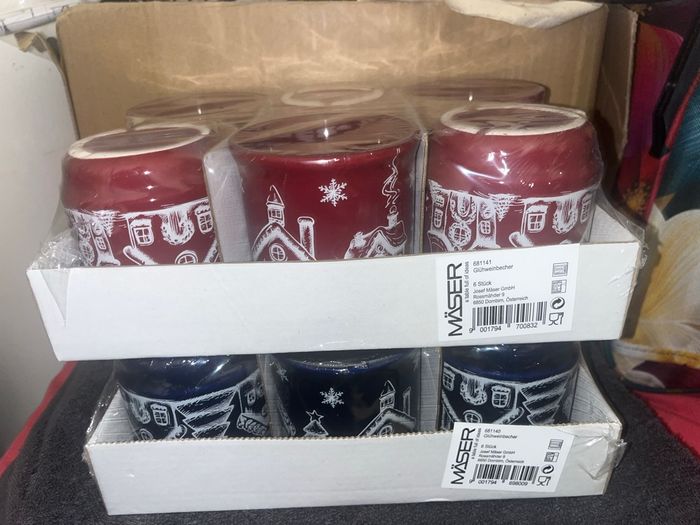 Tasse de Noël rouges et bleu