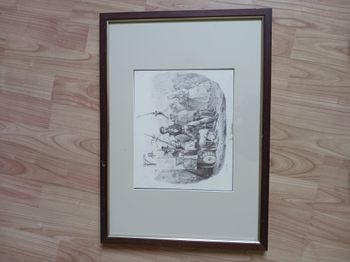 cadre marron et doré le dentiste Louis de Villerin 38 x 53 cm