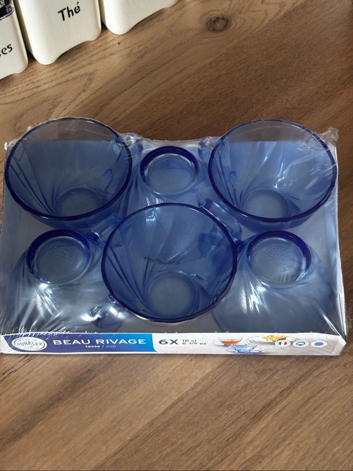 Lot de  6 tasses Duralex Beau Rivage bleues neuves - photo numéro 3