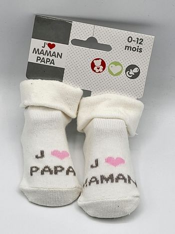 Chaussettes bébé J'aime papa maman 0-12 mois