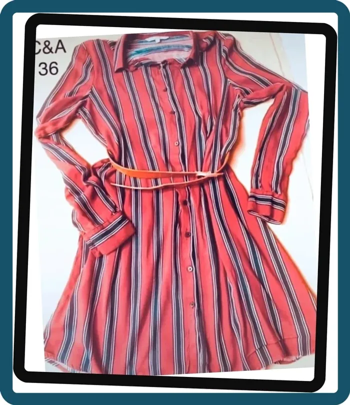 Très belle robe chemise à rayures 100% viscose C&A en T.36