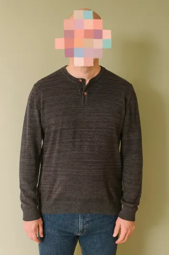 Pull Esprit col tunisien boutonné - Taille M - Gris foncé
