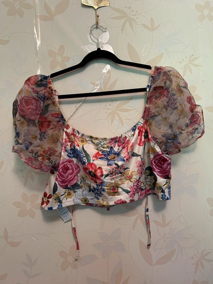 Crop top fleuris manches bouffantes • XXL - photo numéro 6
