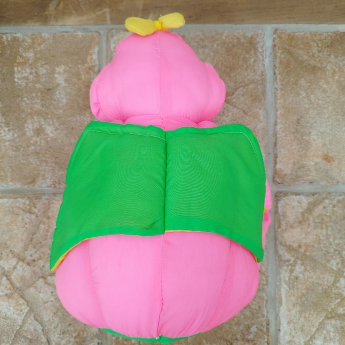 Peluche dinosaure rose vert jaune toile parachute - photo numéro 3