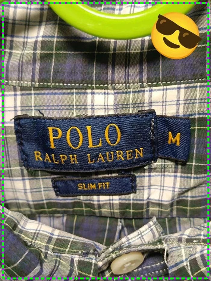 🟩 Chemise Ralph Lauren à Carreaux Vert/Bleu – Slim Fit – Taille M - photo numéro 4