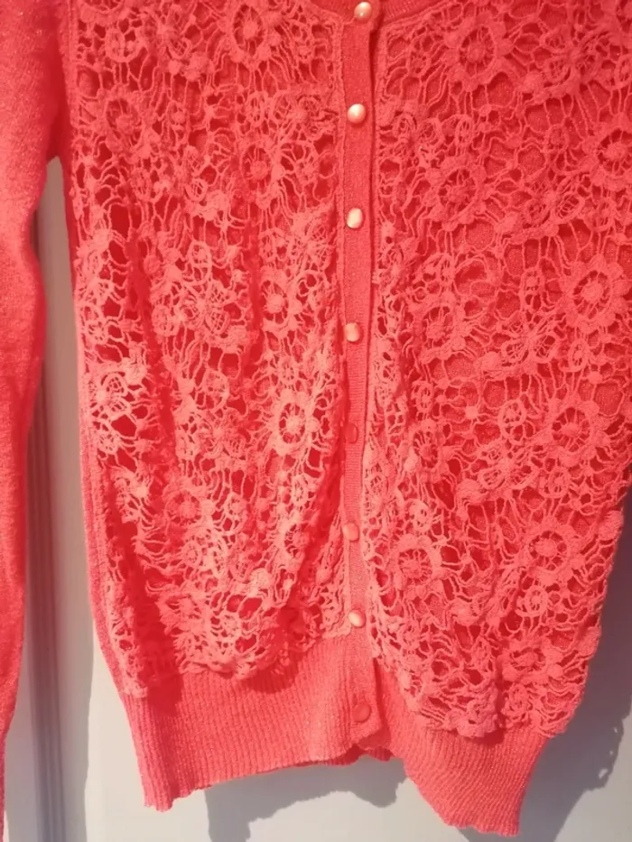 Gilet corail paillettes femme brillant taille M/L - photo numéro 7