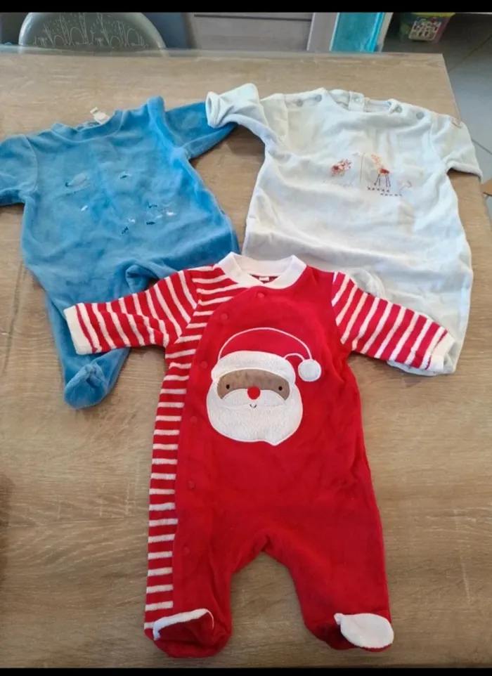 Lot 3 pyjamas hivers garçon 1 mois - photo numéro 2